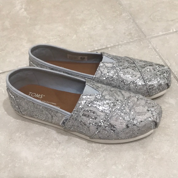 toms silver glitter shoes